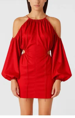 Camilla and Marc Parker Puff Sleeve Mini Dress Red Size 10 for rent on The Volte - image 1