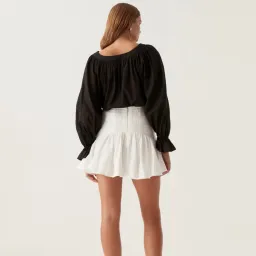Aje Carrie Ruched Mini Skirt Ivory Size 4 for rent on The Volte - image 2