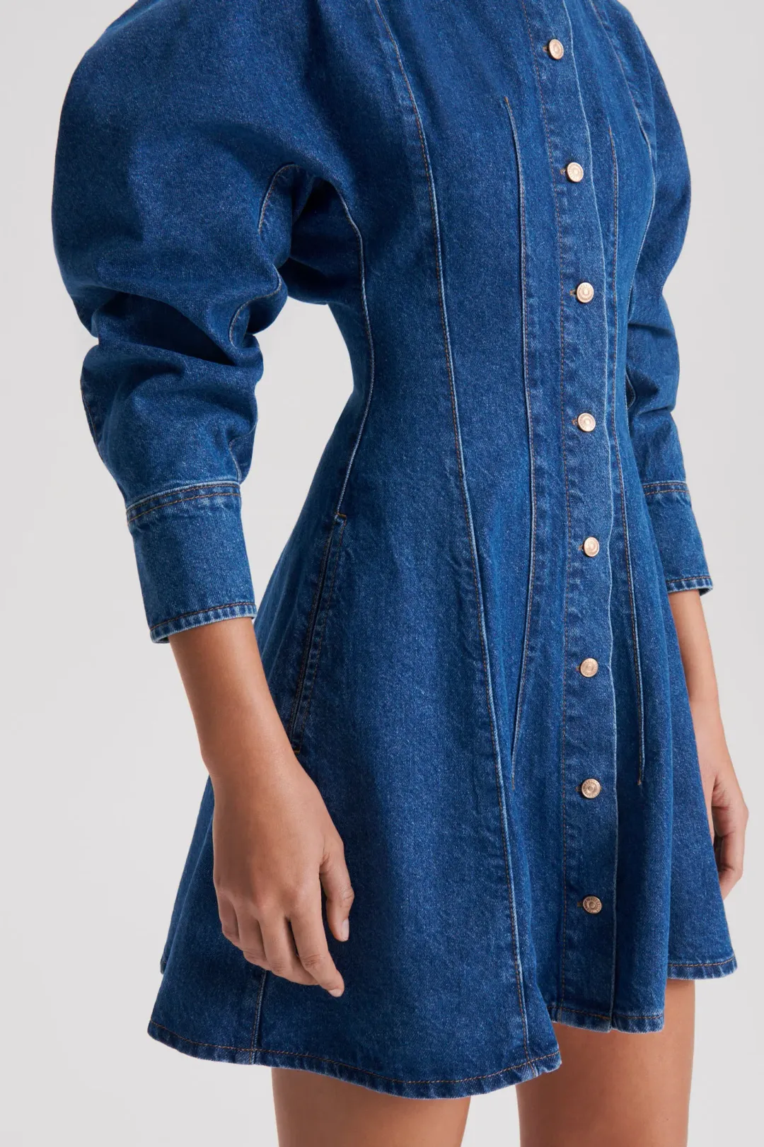 Scanlan Theodore Denim Cocoon Sleeve Mini Dress Blue Size 10 for rent on The Volte - main image