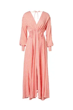 Scanlan Theodore Gingham V Neck Dress Peach Size 10 for rent on The Volte - image 4