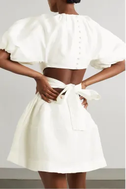 Aje Mimosa Cut Out Mini Dress Ivory Size 12 for rent on The Volte - image 2