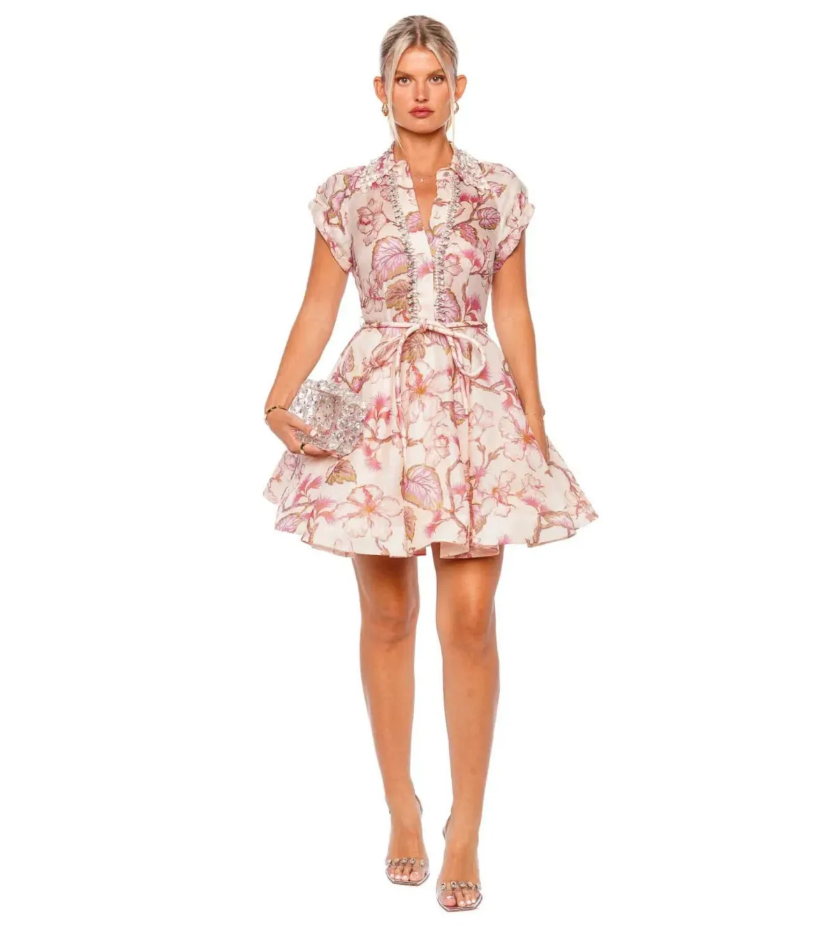 Zimmermann The Matchmaker Flip Dress in Coral Hibiscus Size 0/Au  for rent on The Volte - main image