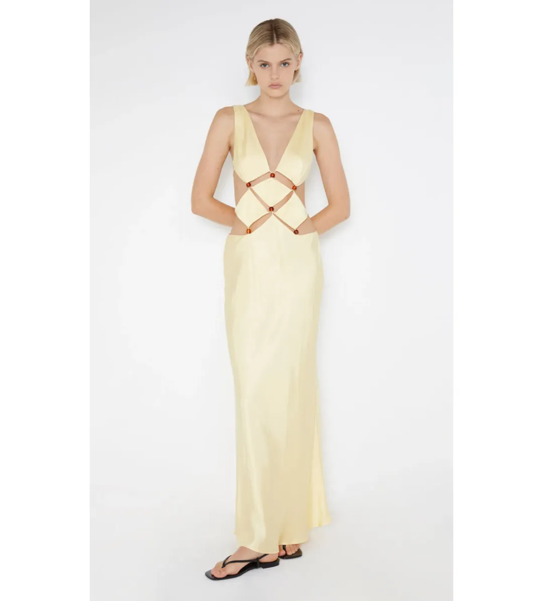Bec & Bridge Agathe Diamond Dress Yellow Size 6 for rent on The Volte - main image