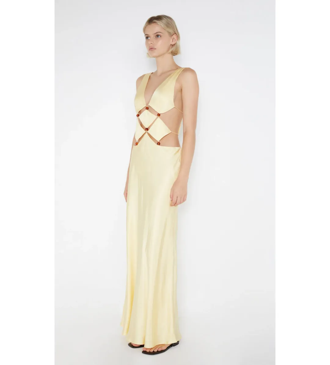 Bec & Bridge Agathe Diamond Dress Yellow Size 8 for rent on The Volte - main image