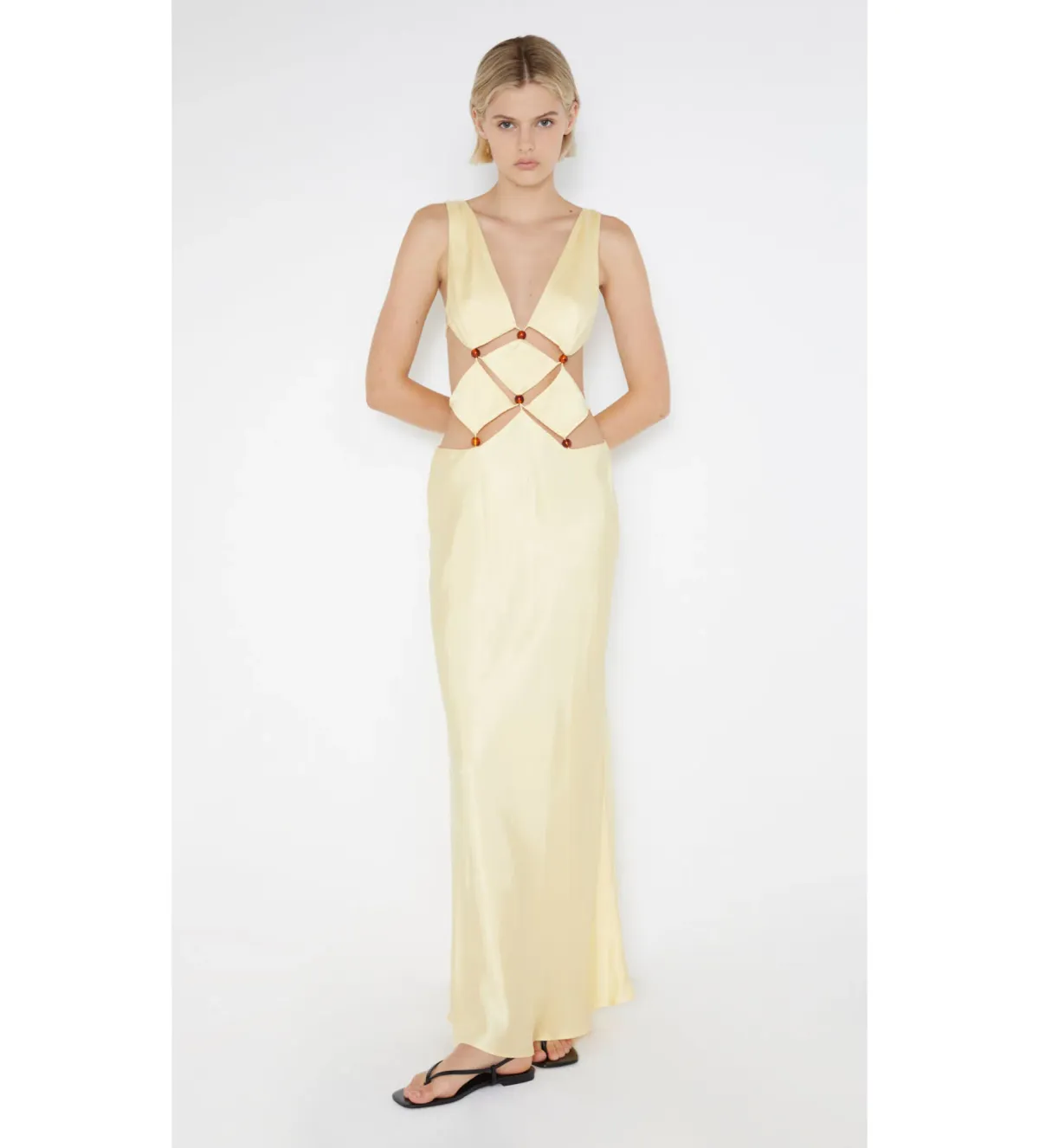 Bec & Bridge Agathe Diamond Dress Yellow Size 8 for rent on The Volte - main image