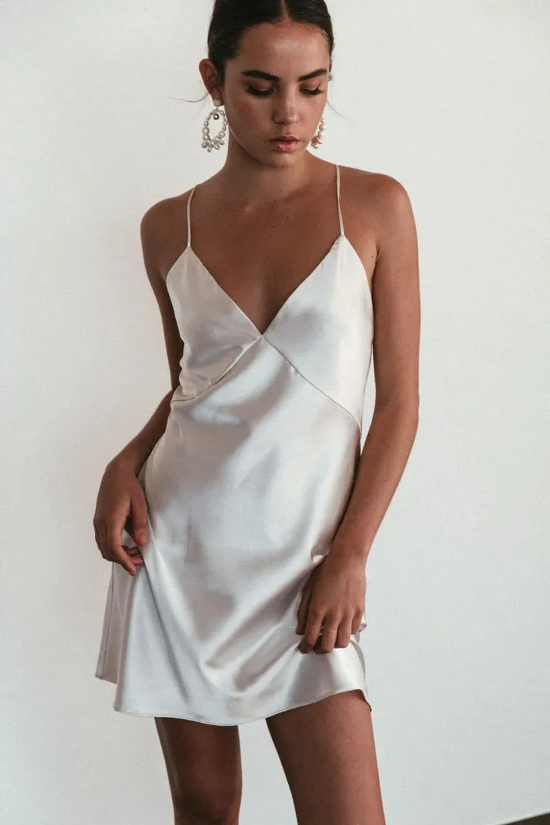 Grace Loves Lace Silky Satin Mini Dress in Moonshine Size S / AU 8 for rent on The Volte - main image