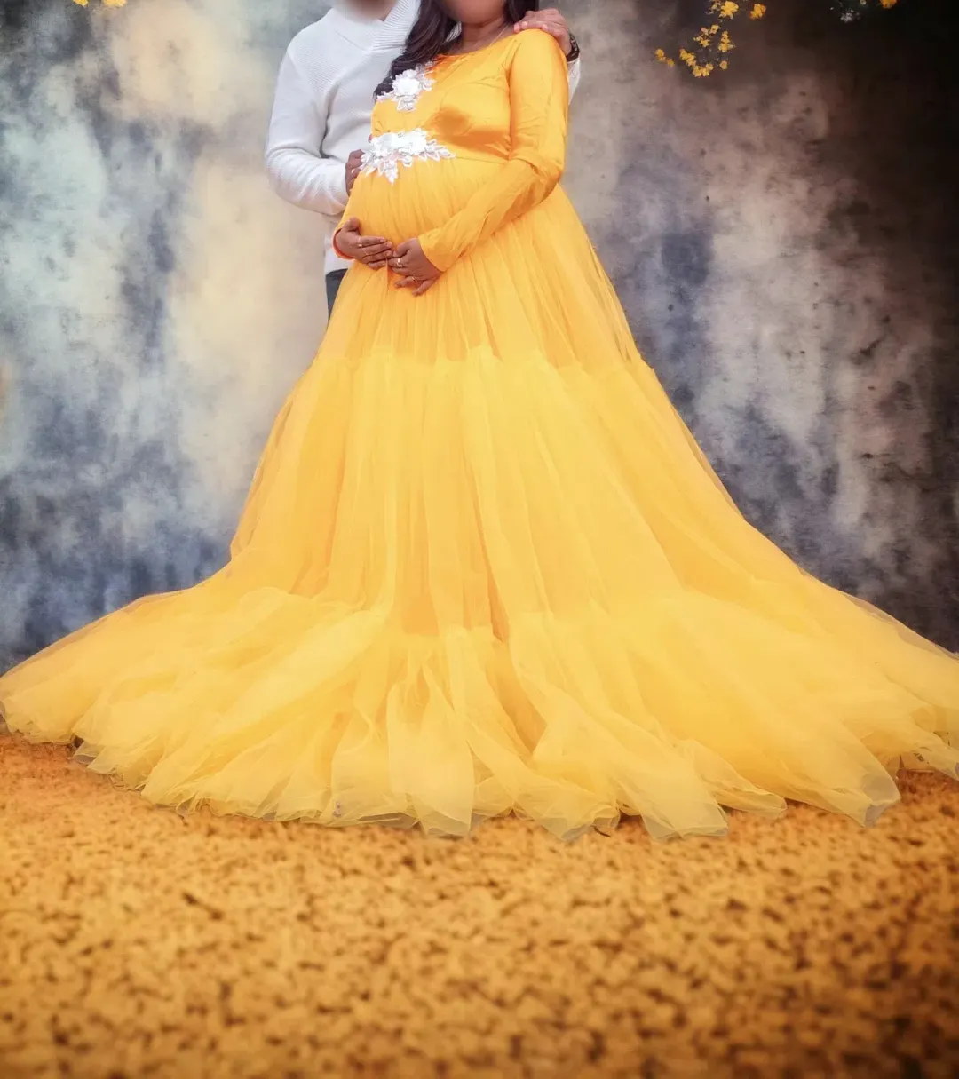 Custom Maternity Dress Yellow Size 14 for rent on The Volte - main image