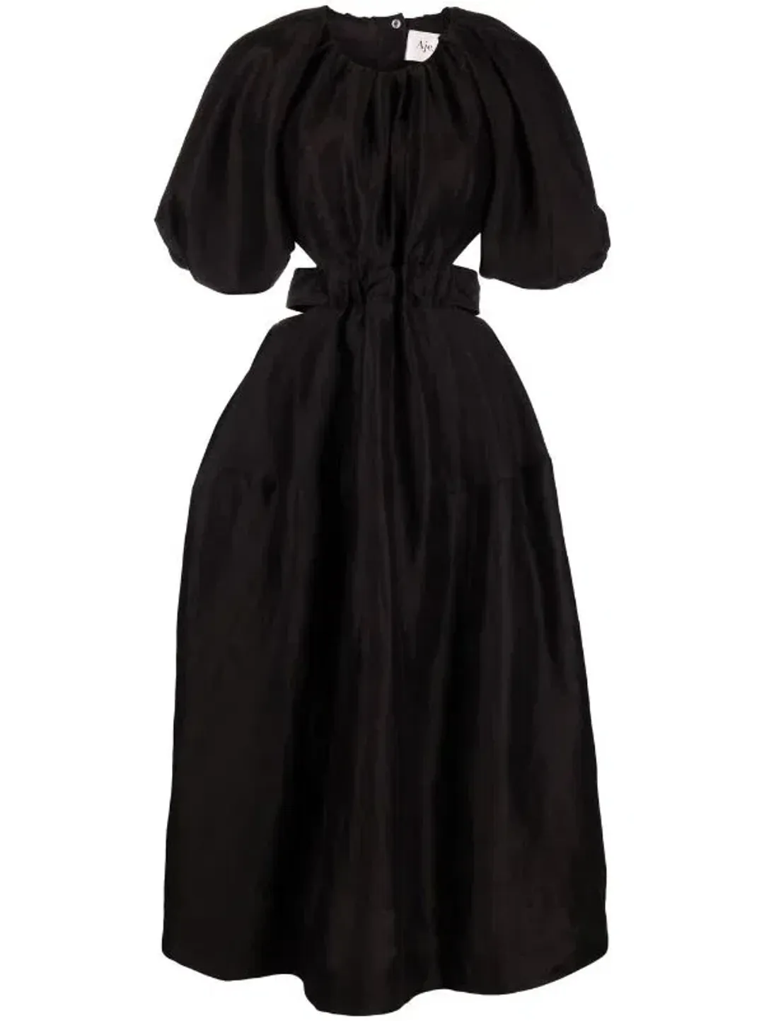 Aje Mimosa Puff Sleeve Midi Dress Black Size 8 for rent on The Volte - main image
