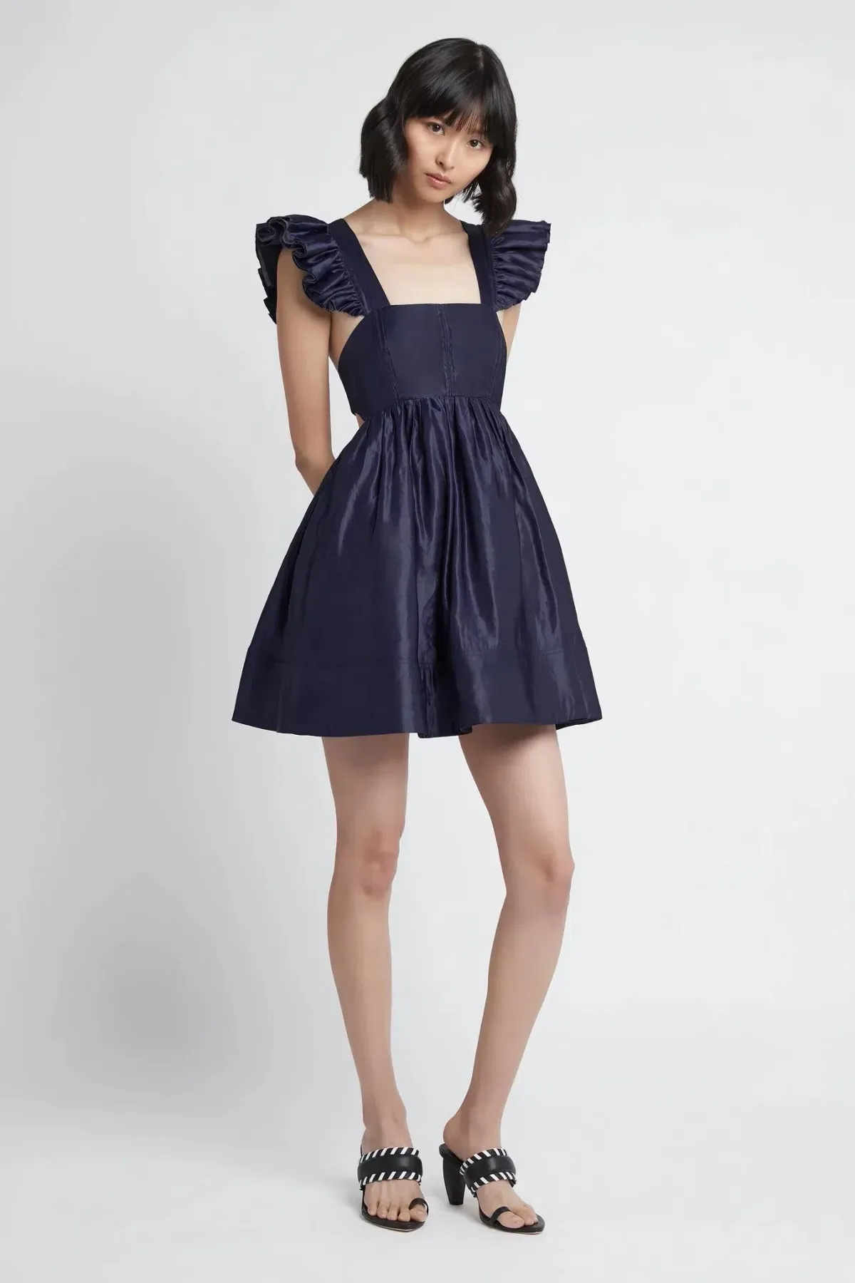 Aje Revitalise Frill Mini Dress Indigo Size 8 for rent on The Volte - main image