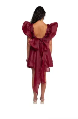 Aje Gretta Organza Mini Dress Burgundy Size 6 for rent on The Volte - image 2