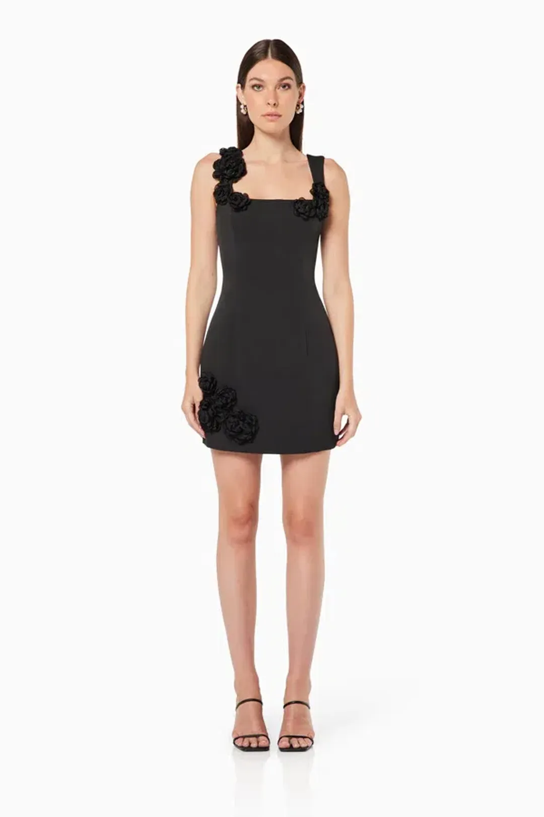 Elliatt Trompe 3D Floral Mini Dress Black Size L/ Au 12 for rent on The Volte - main image