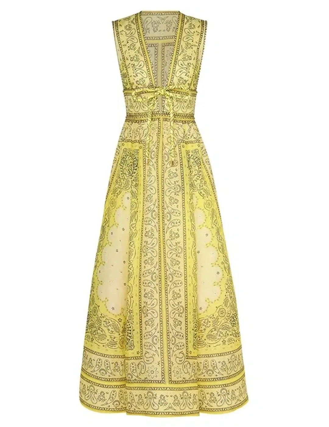 Zimmermann Matchmaker Bow Long Dress Yellow Bandana Size 1 / AU 10 for rent on The Volte - main image