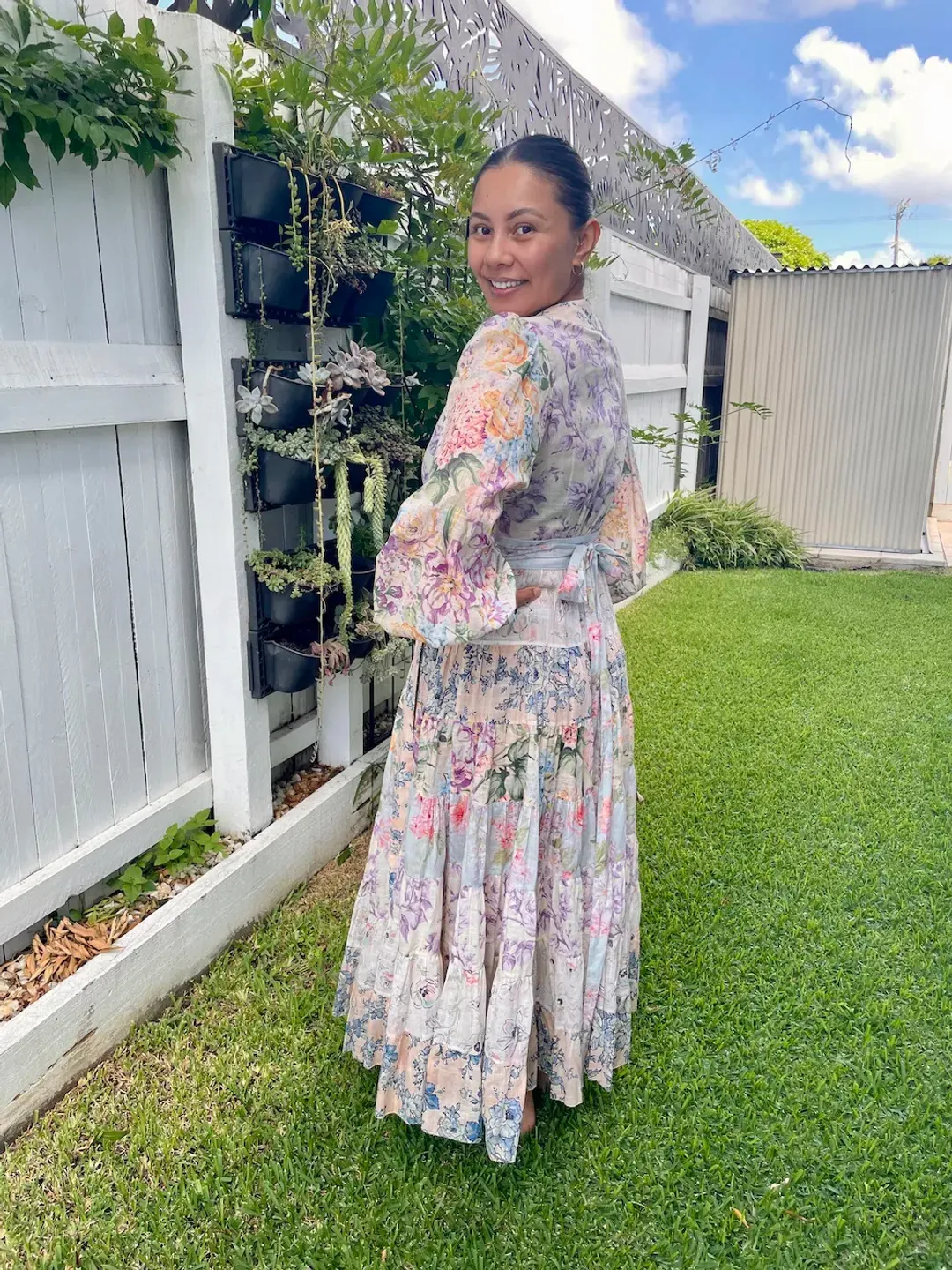 Zimmermann Halliday Tiered Midi Dress in Spliced Size 3/AU 14 for rent on The Volte - main image