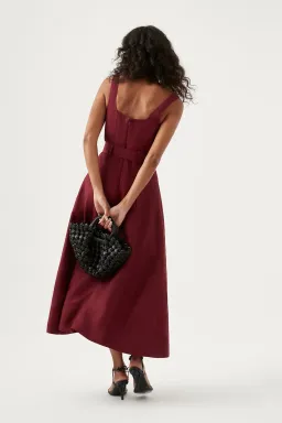 Aje Clay Belted Midi Dress Burgundy Size 8 for rent on The Volte - image 3