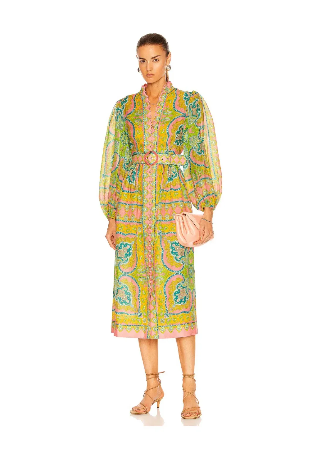 Zimmermann Estelle Buttoned Midi Dress Print Size 16 for rent on The Volte - main image