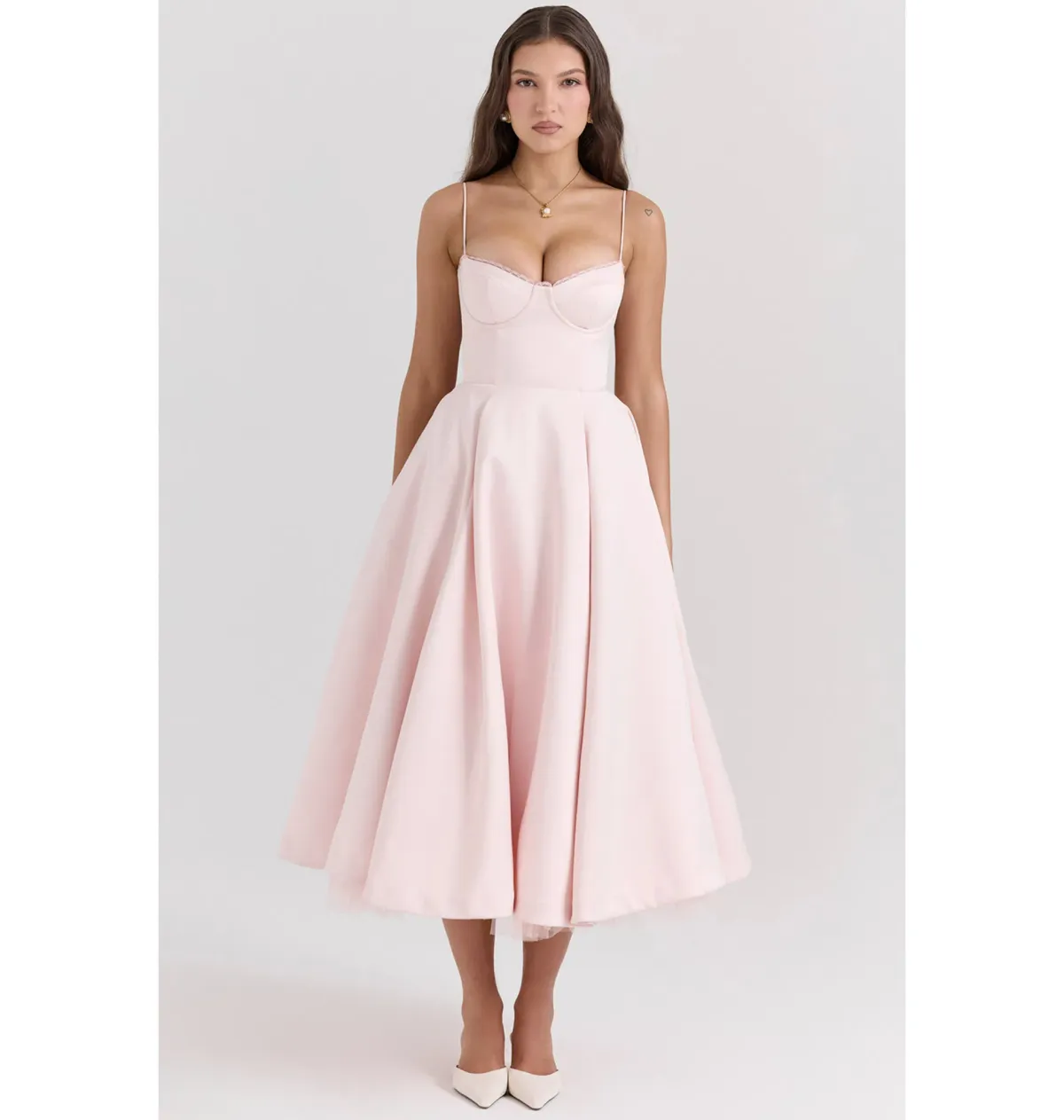 House of CB Mademoiselle Midi Dress Ballerina Pink Size AU 8 for rent on The Volte - main image