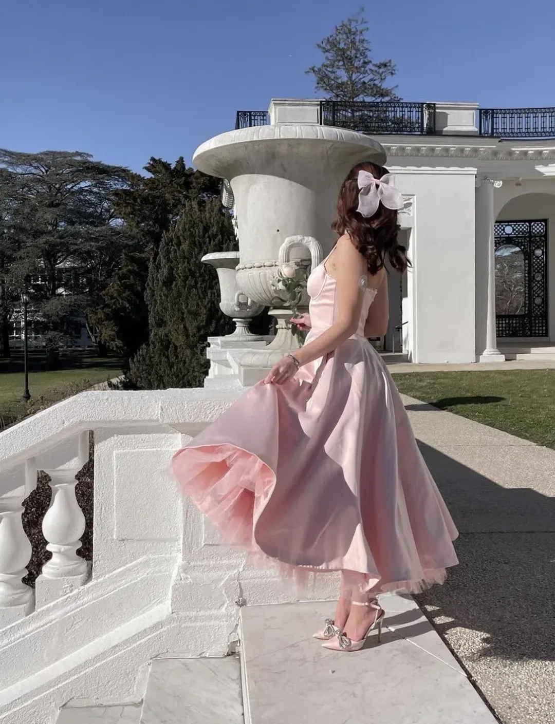 House of CB Mademoiselle Midi Dress Ballerina Pink Size AU 8 for rent on The Volte - main image