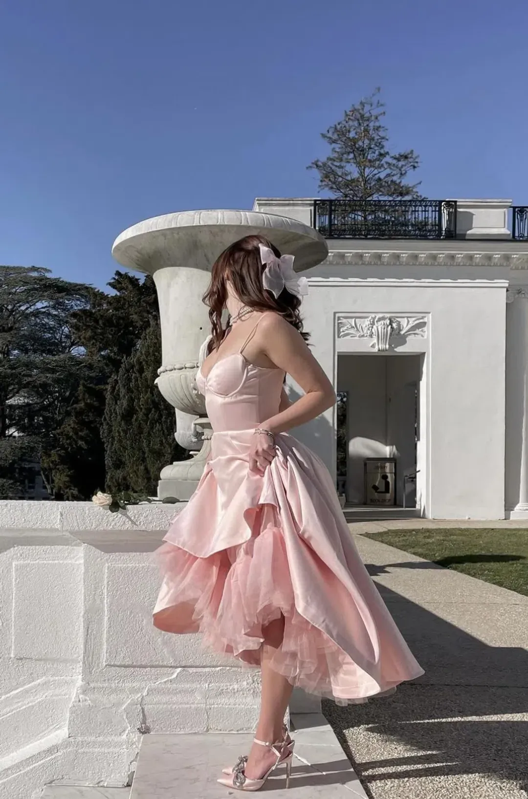 House of CB Mademoiselle Midi Dress Ballerina Pink Size AU 8 for rent on The Volte - main image
