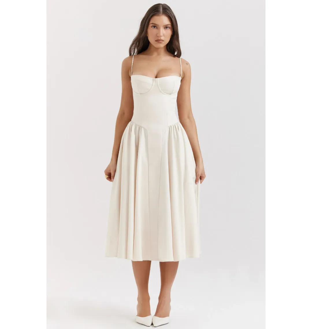 House Of CB Samaria Corset Sundress Vintage Cream Size AU 8 for rent on The Volte - main image
