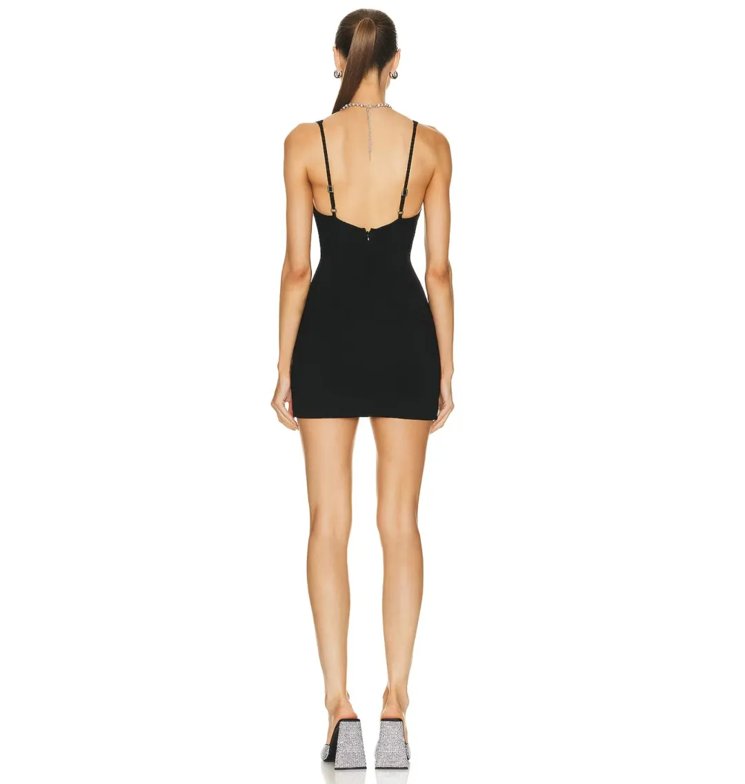Area NYC Embellished Cutout Mini Dress Black Size AU 8 for rent on The Volte - main image