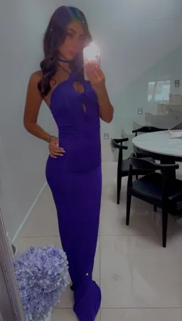 Magda Butrym Rosette Halter Jersey Maxi Dress Violet Size 34 / AU 6 for rent on The Volte - image 6