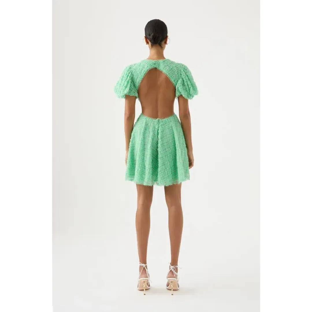 Aje Context Embellished Mini Dress Green Size AU 16 for rent on The Volte - main image