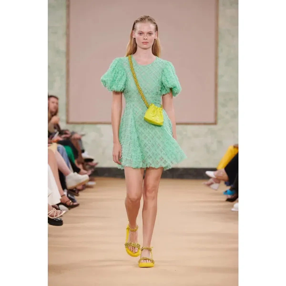 Aje Context Embellished Mini Dress Green Size AU 16 for rent on The Volte - main image