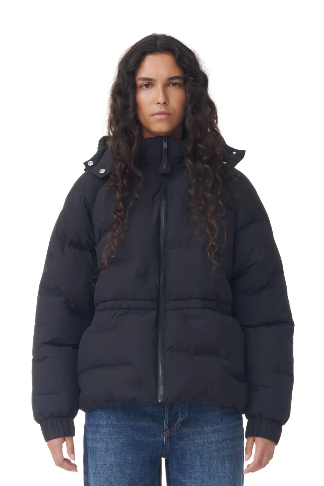 Ganni Short Buffer Raglan Jacket Black Size 10 for rent on The Volte - main image