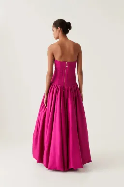 Aje Violette Bubble Hem Maxi Dress Deep Magenta Size 12 for rent on The Volte - image 2