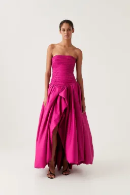 Aje Violette Bubble Hem Maxi Dress Deep Magenta Size 12 for rent on The Volte - image 1