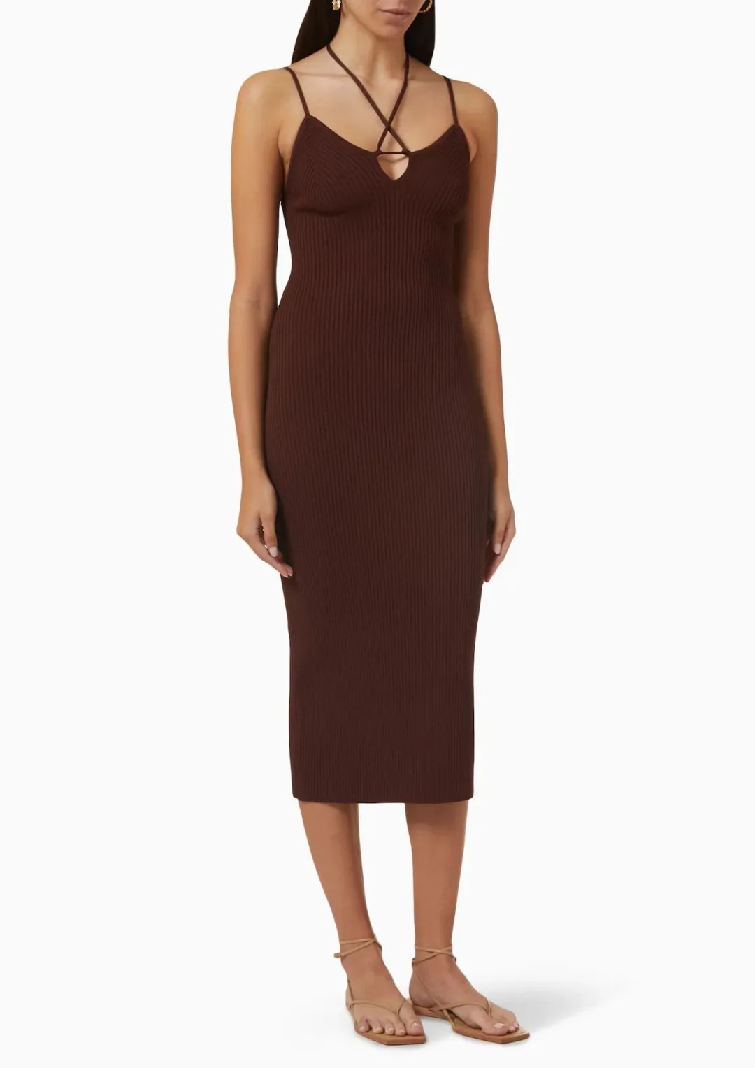Viktoria & Woods Knit Midi Dress in Chocolate Size 8 for rent on The Volte - main image