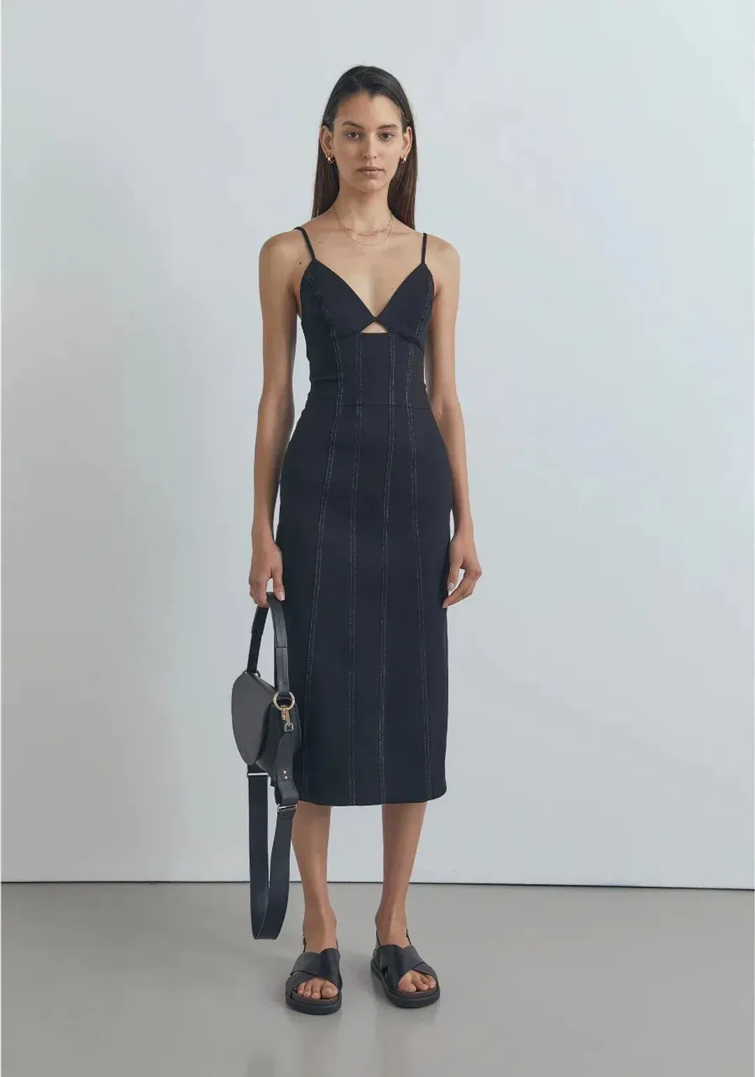 Viktoria & Woods Denim Midi Dress Black Size 8 for rent on The Volte - main image