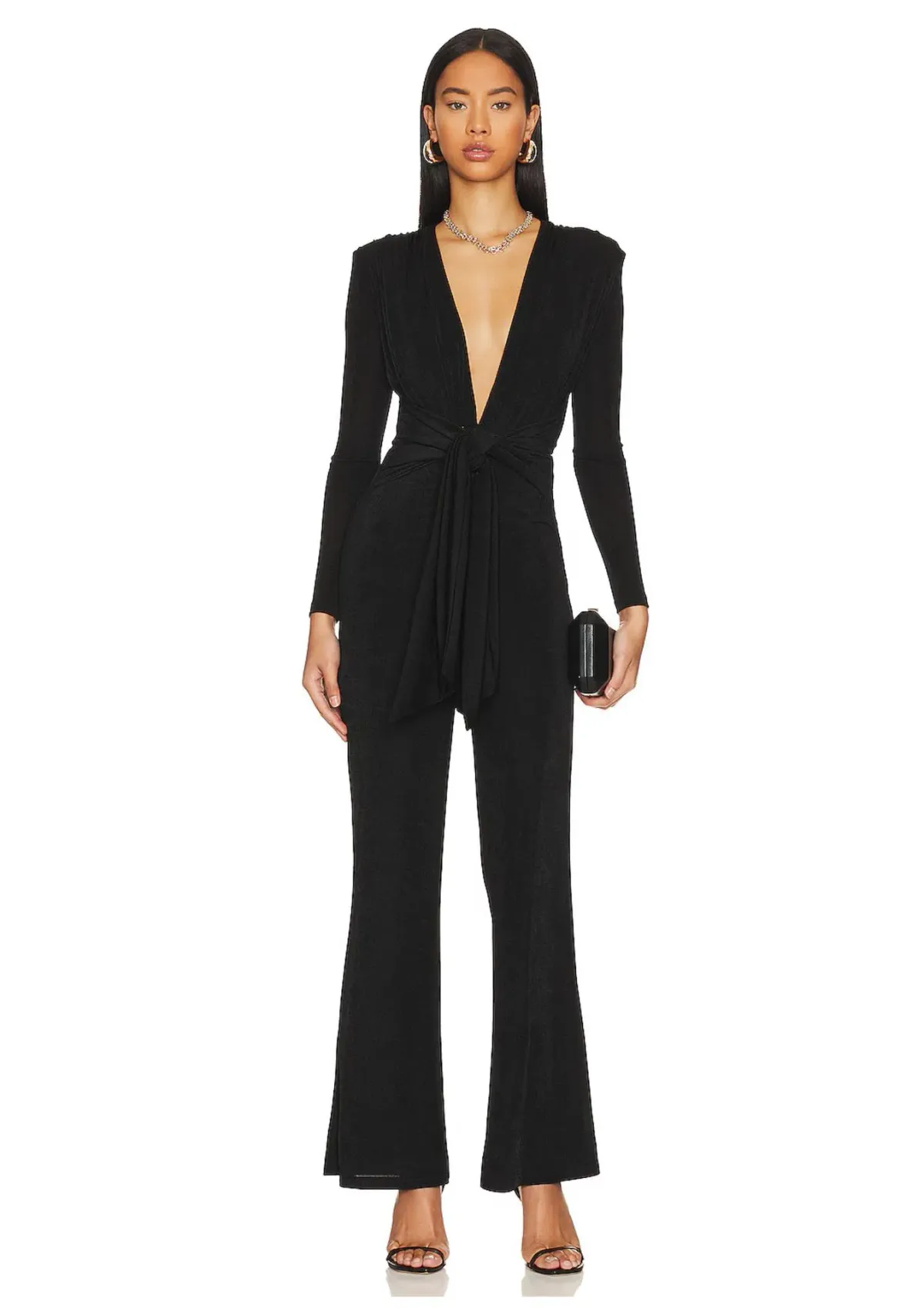 MISHA Thelka Slinky Jersey Jumpsuit Black Size 8 for rent on The Volte - main image