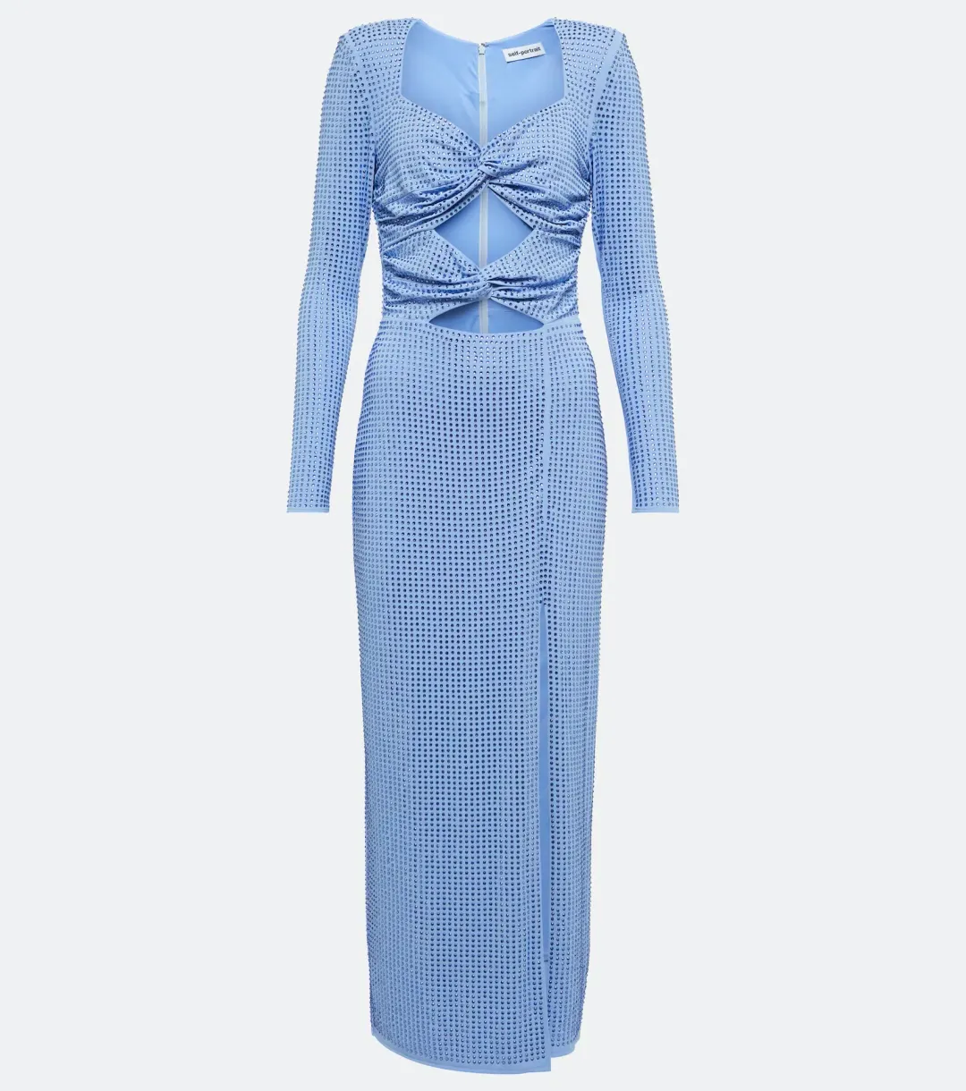 Self Portrait Rhinestone Cutout Midi Dress Blue Size S / AU 8 for rent on The Volte - main image
