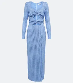 Self Portrait Rhinestone Cutout Midi Dress Blue Size S / AU 8 for rent on The Volte - image 3