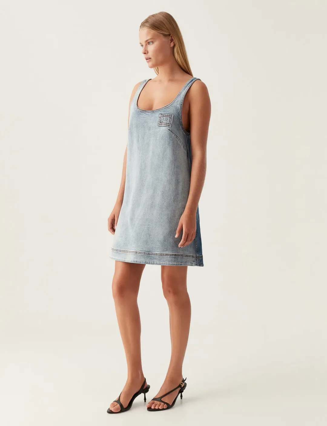 Aje Bambie Denim Mini Dress Two Tone Indigo Size 6  for rent on The Volte - main image
