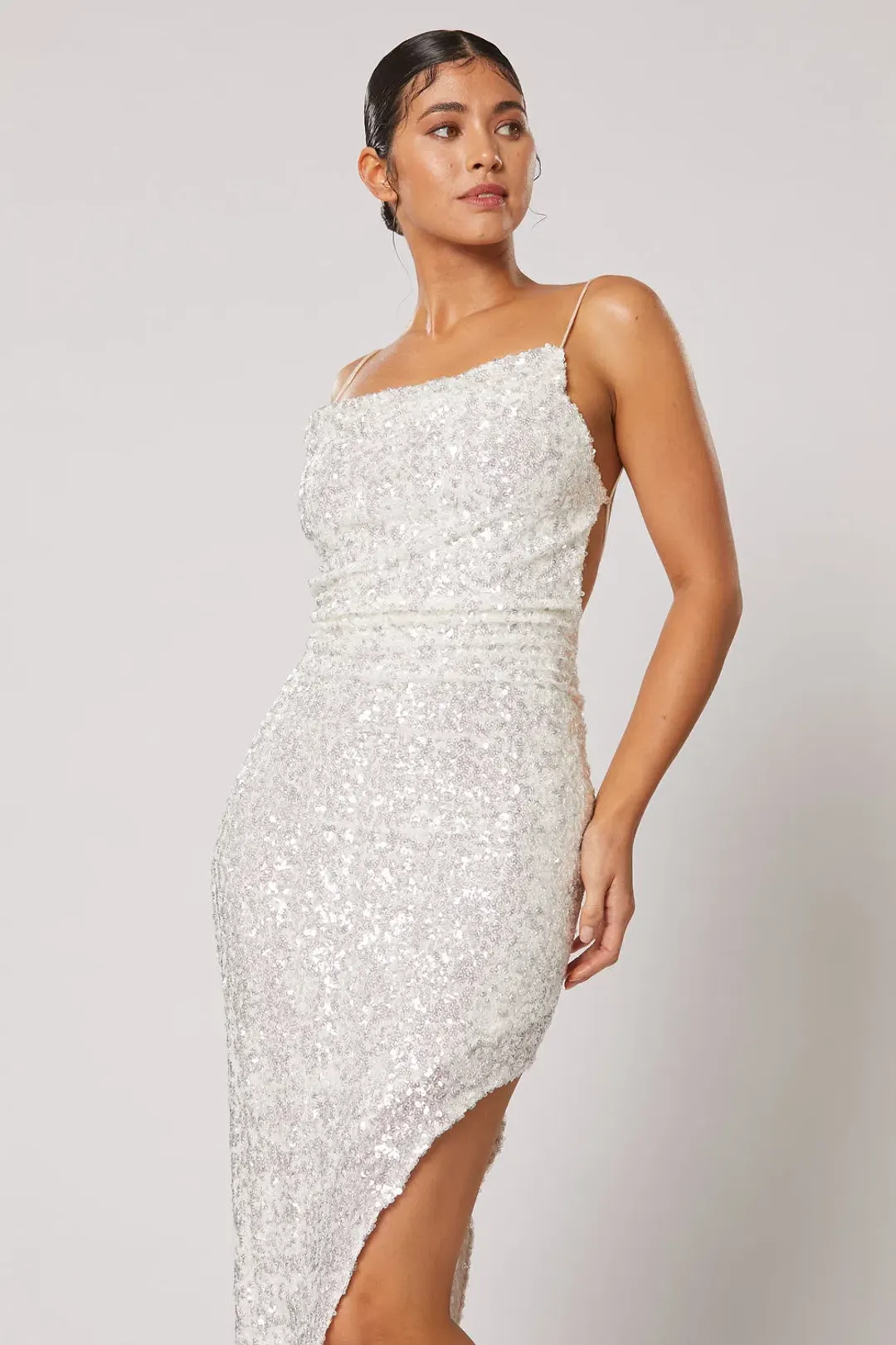 Winona Asha Asymmetrical Dress White/Silver Size S/AU 8 for rent on The Volte - main image