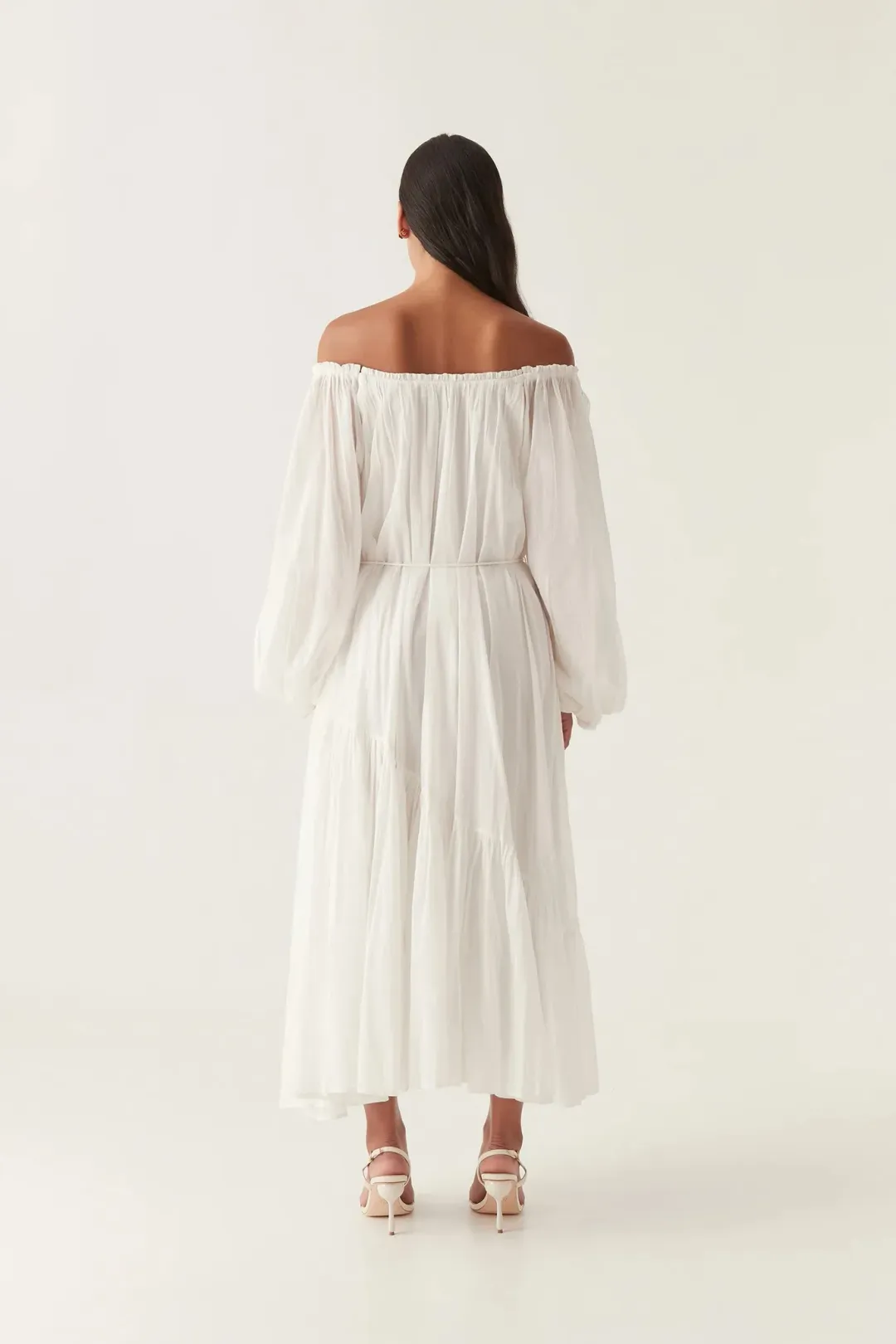 Aje Avani Smock Midi Dress Ivory Size 12 for rent on The Volte - main image