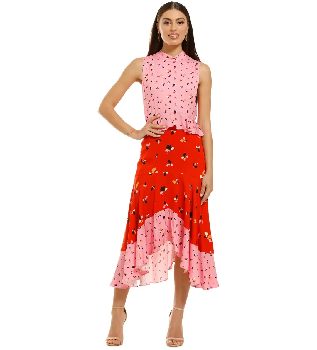Rebecca Vallance Ruby Ruffle Dress Multi Size 8 for rent on The Volte - main image