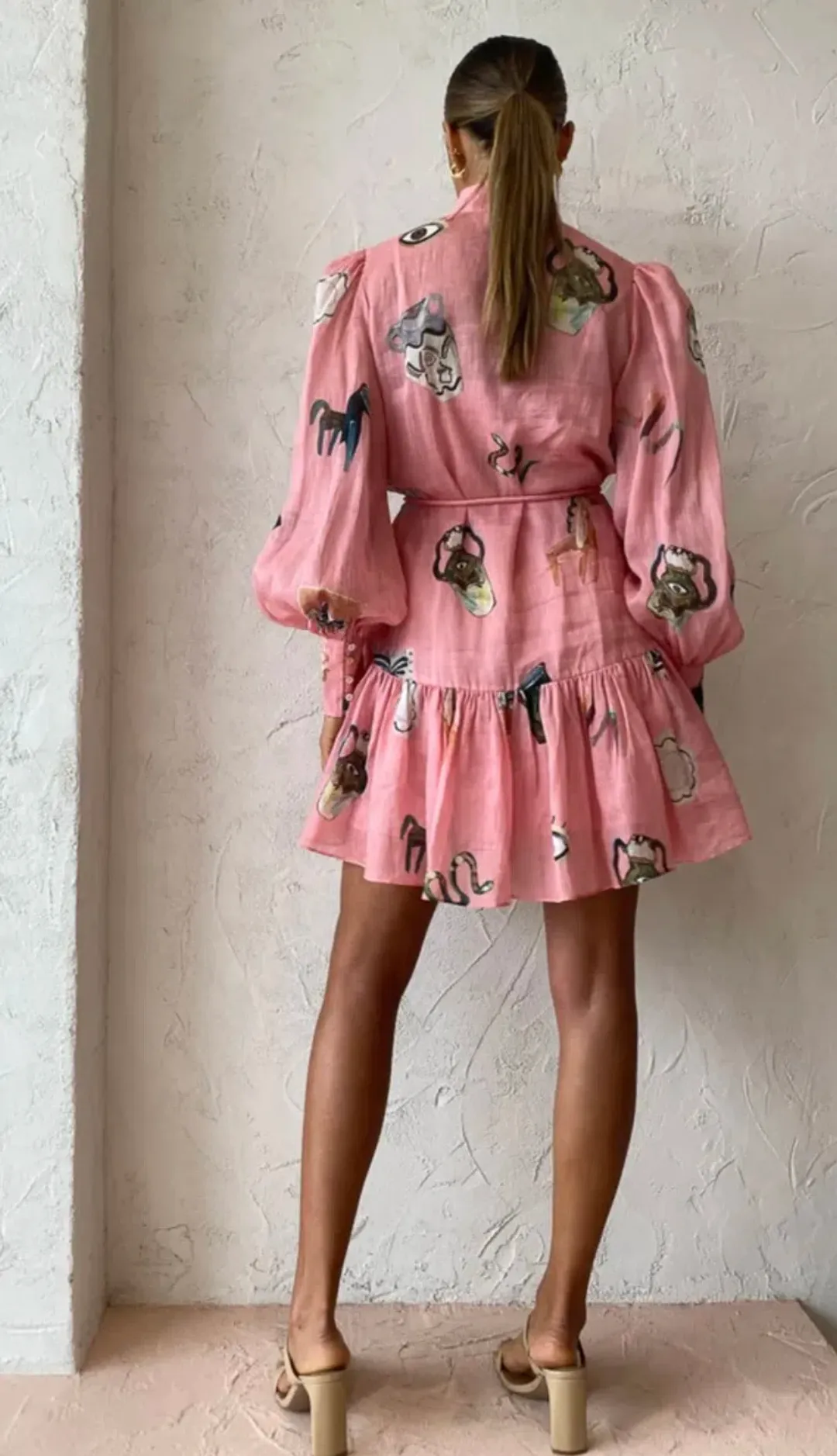 Alemais Cleo Smock Mini Dress in Pink Size 8  for rent on The Volte - main image