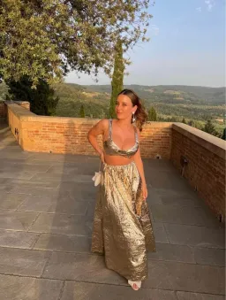 Zimmermann The Coaster Foil Bralette Size 0 & Maxi Skirt Size 1 Set In Gold  for rent on The Volte - image 1