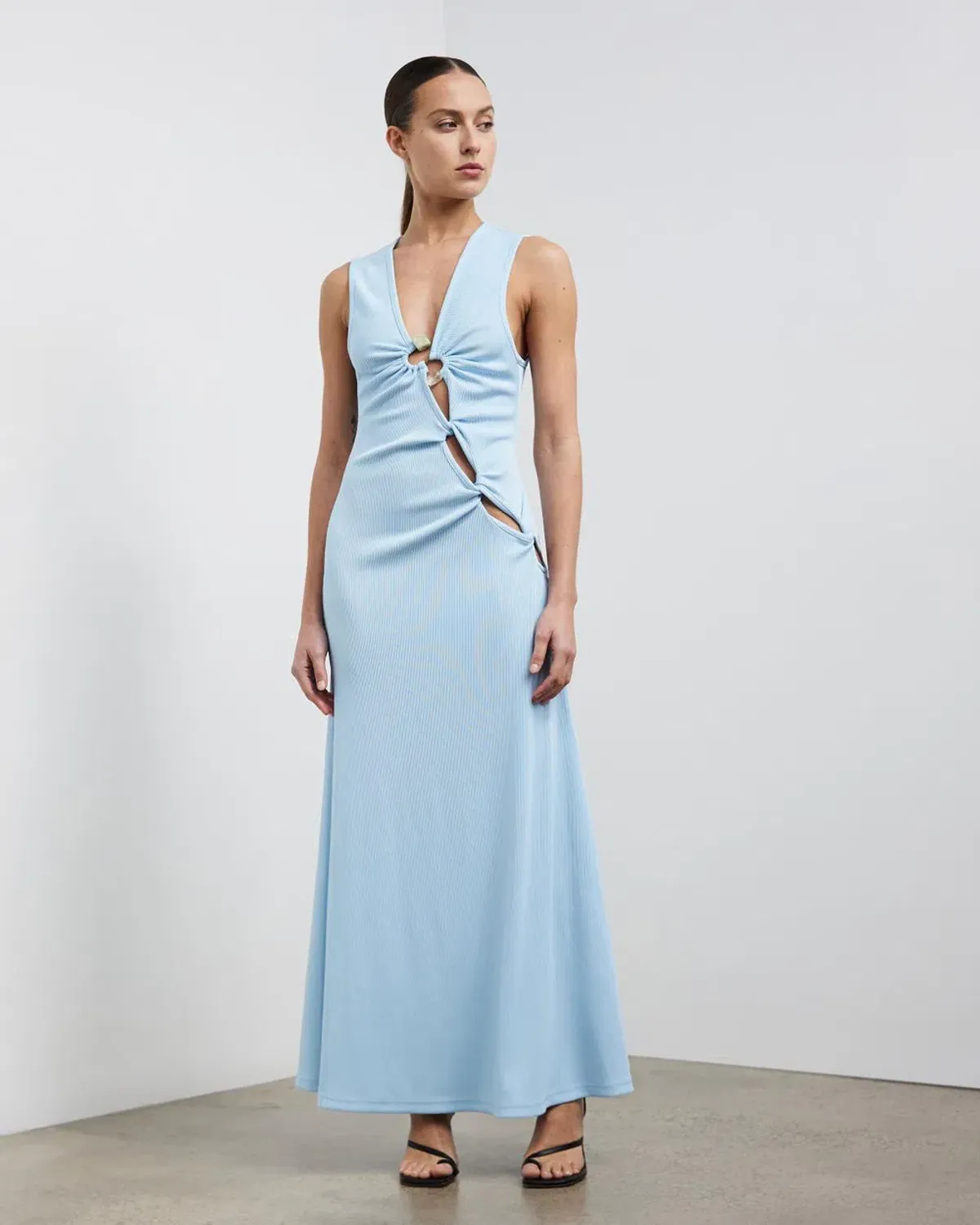Christopher Esber Chasm Cay Buckle Dress Blue Calcite Size 8 for rent on The Volte - main image