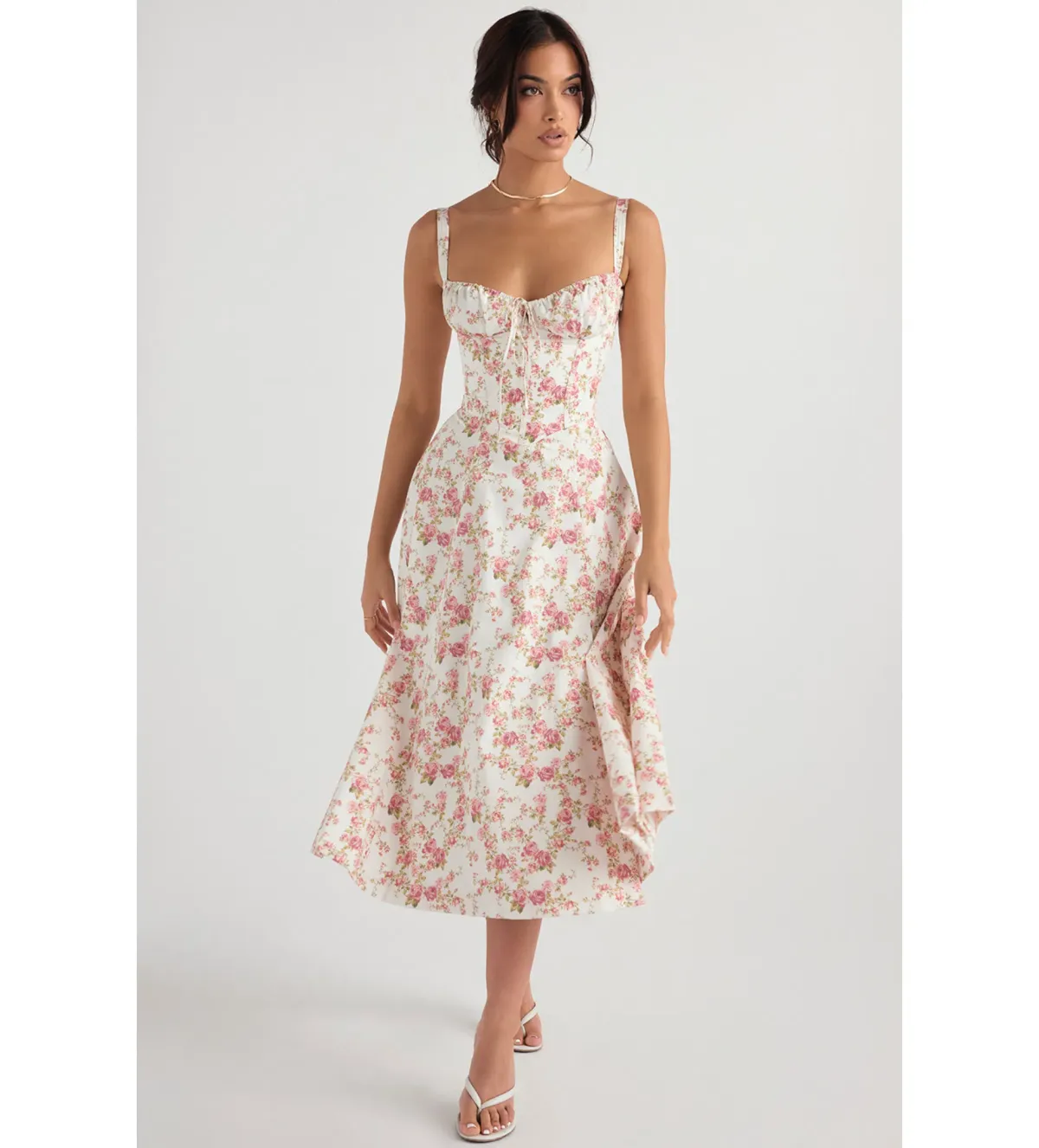 House of CB Carmen Rose Print Bustier Sundress S / Au 8 for rent on The Volte - main image