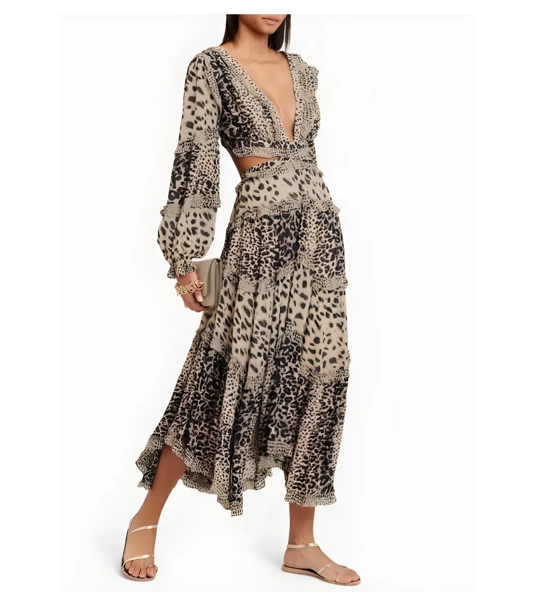 Zimmermann Allia Cut Out Maxi Dress Leopard Print  Size 8-10 for rent on The Volte - main image