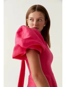 Aje Artista Tulip Sleeve Mini Dress Bougainvillea Red Size 8  for rent on The Volte - image 3