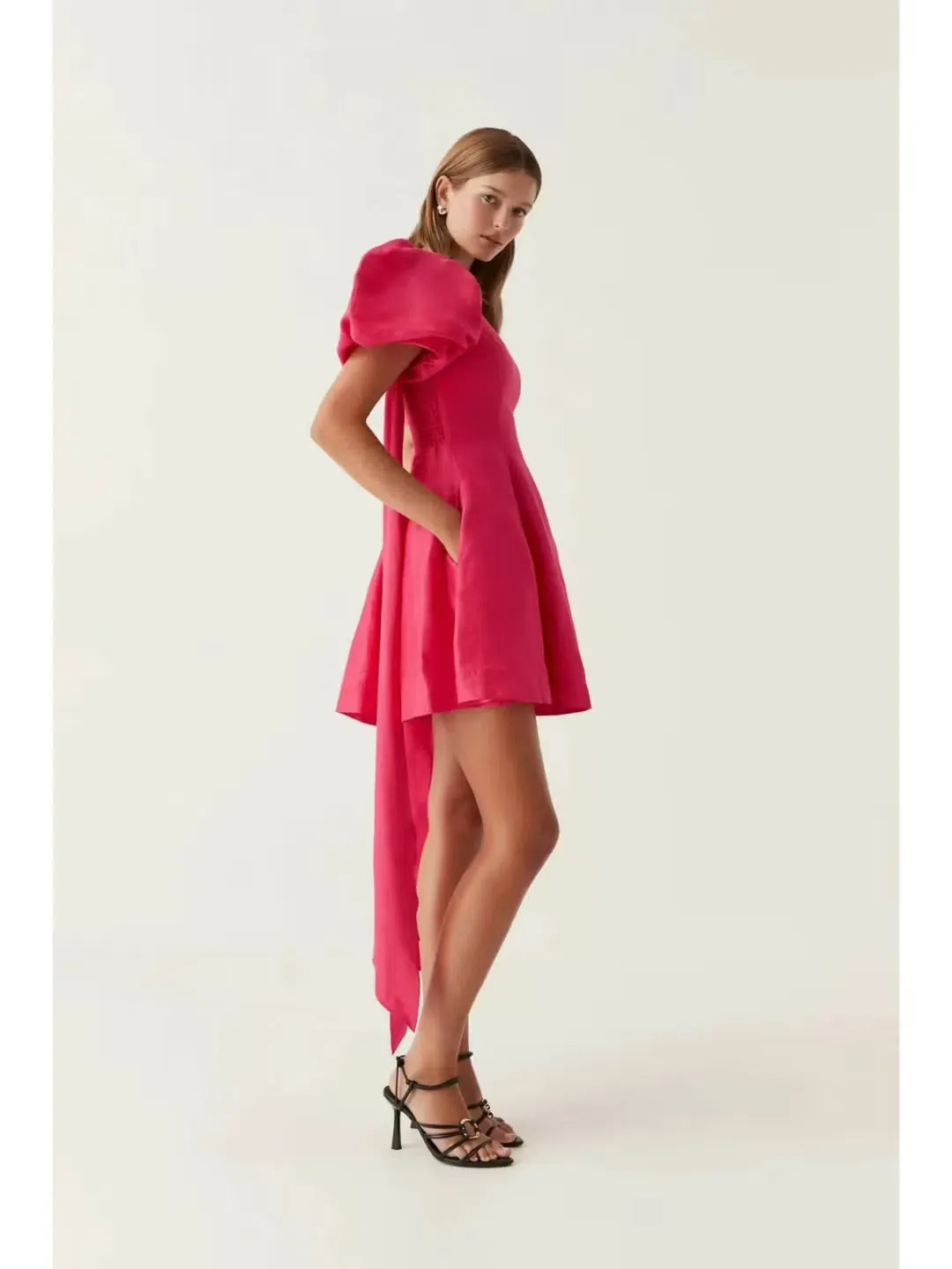 Aje Artista Tulip Sleeve Mini Dress Bougainvillea Red Size 8  for rent on The Volte - main image