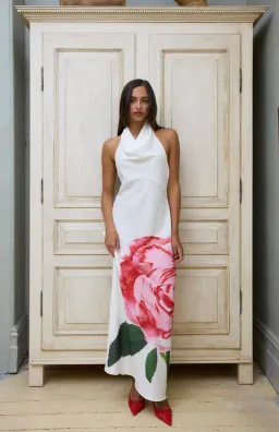 With Harper Lu Cowl Slip Dress White Rose Size XS / AU 6 for rent on The Volte - image 2