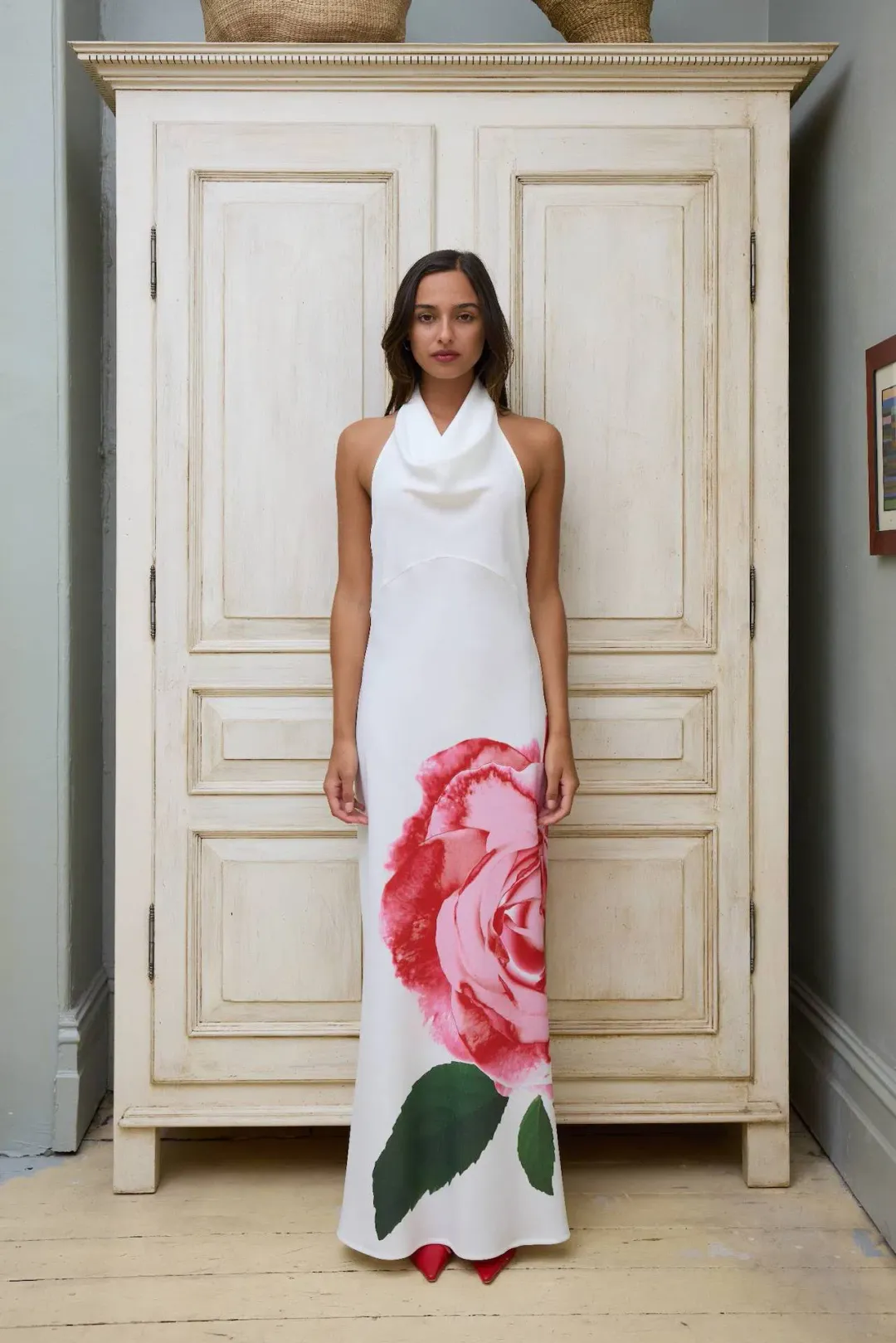 With Harper Lu Cowl Slip Dress White Rose Size XS / AU 6 for rent on The Volte - main image