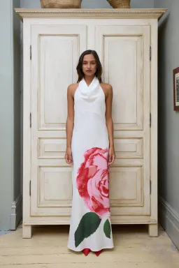 With Harper Lu Cowl Slip Dress White Rose Size XS / AU 6 for rent on The Volte - image 1