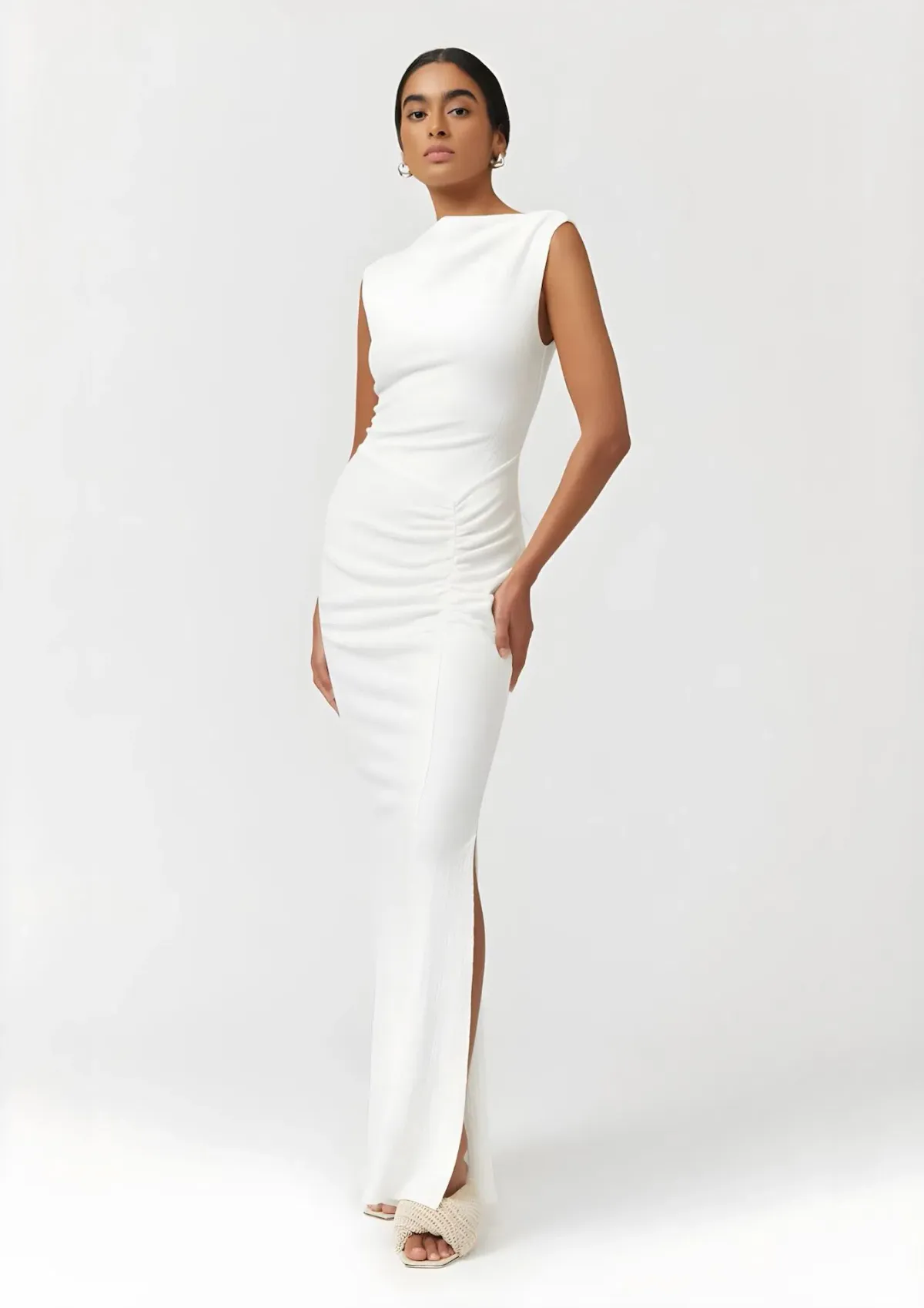 Suboo Jacqui Rouched Front Midi Dress in White Size XS / AU 6 for rent on The Volte - main image